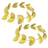YIPFEN 2 Piezas Diademas Accesorios, Corona de Hojas de Oro Romana, Guirnalda de Laurel Griega, Tocado para Mujeres y Hombres, Ideal para Navidad y Fiestas Temáticas (Oro)