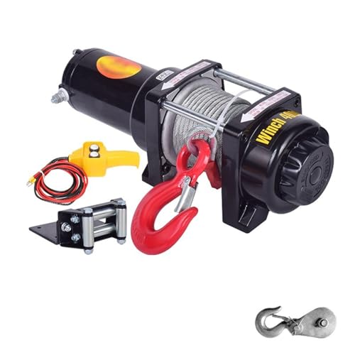 Image of Portable Small Electric Hoist, Electric Vehicle-Mounted Crane Winch, Off-Road Vehicle Self-Rescue Winch (4000 Lbs Handle Switch)