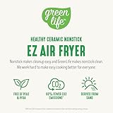 GreenLife 4.5QT Air Fryer, Mechanical Dial Controls, PFAS-Free Ceramic Nonstick Drawer, Adjustable Temp & Timer, LED Indicator, Oil-Less Cooking, Dishwasher Safe, Compact Family Size, Pink