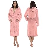 MAXOSHINE Bathrobe for Women | Super Soft Plush Fleece Microfiber Spa Unisex Bath Robe for woman | Shower Bath Gown With Hood, Free Size, Pink