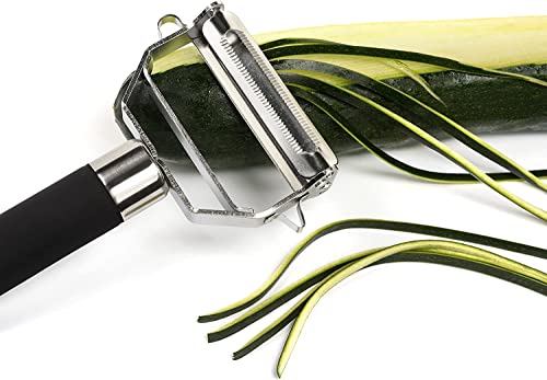 Jgr Store Ultra Sharp Stainless Steel Dual Julienne & Vegetable Peeler With Cleaning Brush & Rubber Grip (Red) #TOP4