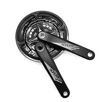 kefeimumu Mountainbike-Kurbelgarnitur, quadratisches Loch, 42T/48T, Aluminium-Kettenblatt-Set mit Kurbelarm und Kettenschutz, kompatibel für MTB, Rennrad und Pendlerfahrräder (42T)