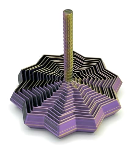 Image of Expanded Sensory Fidget Star with Handle - Visually Captivating and Satisfyingly Noisy! (Black - Gold - Purple, Small)