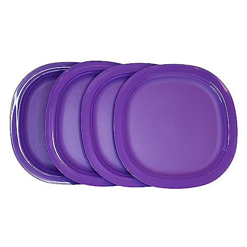 Tupperware Microwave Reheatable Luncheon Plates 9.5' Set of 4 in Purple