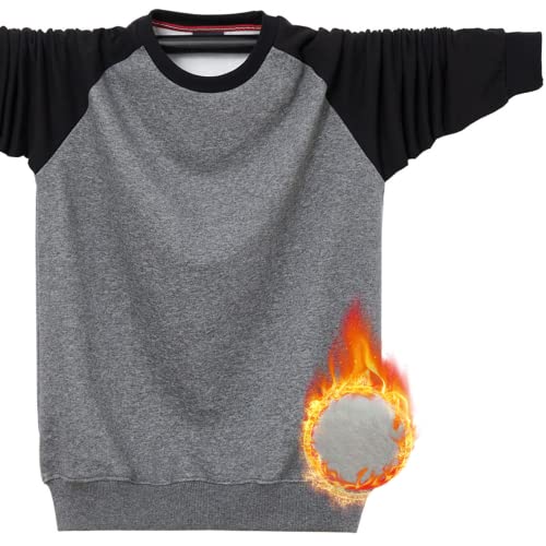 LTHTX Sudadera de forro polar para hombre Big Yards Plus, gruesa, talla grande, cuello redondo, manga larga Cover