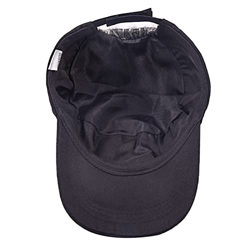 Custom Text Personalized Embroidered Novelty Hair Visor Cap Wig Peaked Adjustable Baseball Hat with Spiked Hair Black