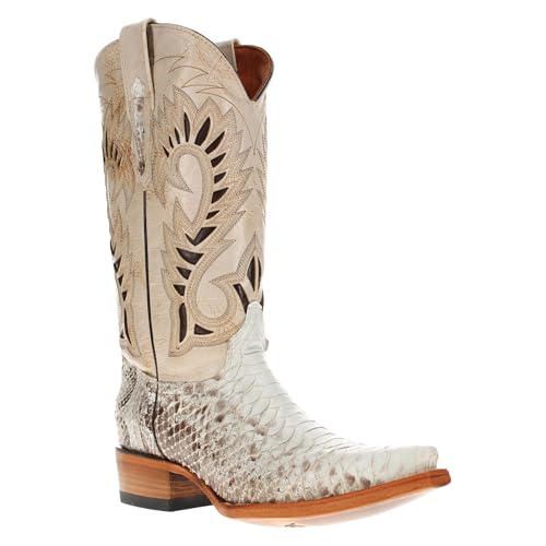 Vaccari Men's Oliver Genuine Natural Python Snip Toe Cowboy Western Boots