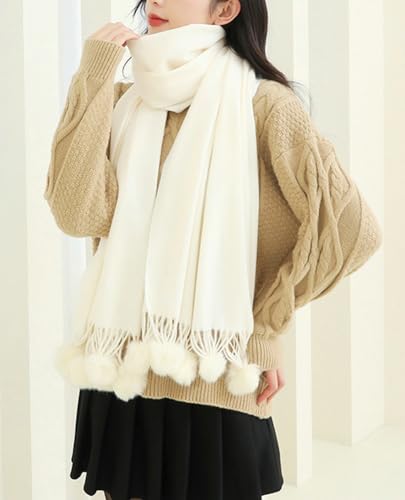 Winter Scarf Women Cold Large Winter Scarves Pompom Warm Thick Fashion Cashmere Scarf Cotton Blanket Scarves Wraps4