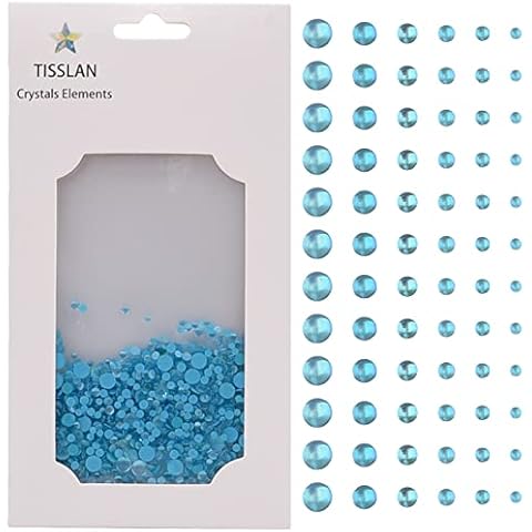 Tisslan 1440pcs Nail Crystals Blue Round Beads Iridescent Jelly Candy Color Flatback Diamond Nail Art Rhinestones for DIY Crafts Accessory Supply Cover