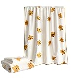 Ailansnug Cute Bear Print Bath Towels Set（1 Bath Towels 1 Washcloths） Soft and Absorbent Coral Fle