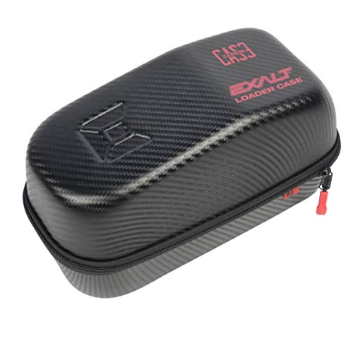 Exalt Paintball Loader Case - Univeral Paintball Hopper Protective Case - Carbon Case Series (Black Carbon/Red Microfiber)