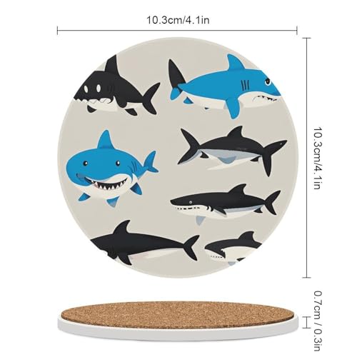 Dessous de verre absorbant requin en céramique évite les rayures de table - 3