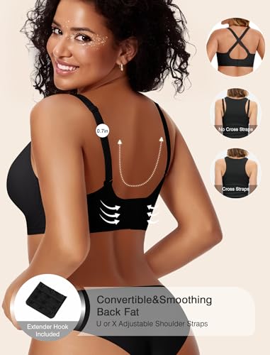 Image of Womens Wireless Jelly Bras No Underwire Support Push Up Removable Straps (U /Cross /Halter) Everyday Sports Bra