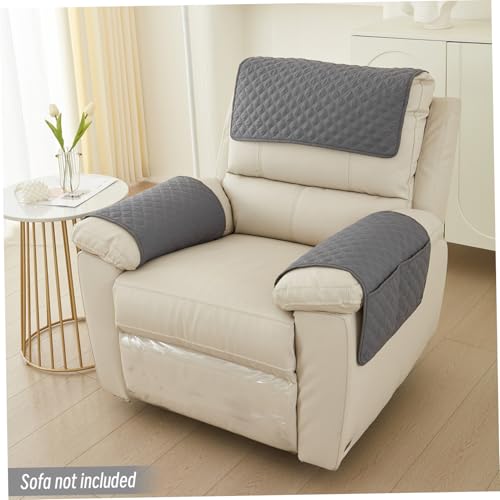 Fundas para reposacabezas de sillones reclinables con bolsillo gris 6