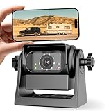 EWAY WiFi Magnetic Hitch Wireless Backup Rear/Front View Camera Rechargeable Battery for Easy Hitching of Gooseneck Horse Boat Travel Trailer/Fifth Wheels/RV/Camper Reverse for iPhone iPad Android