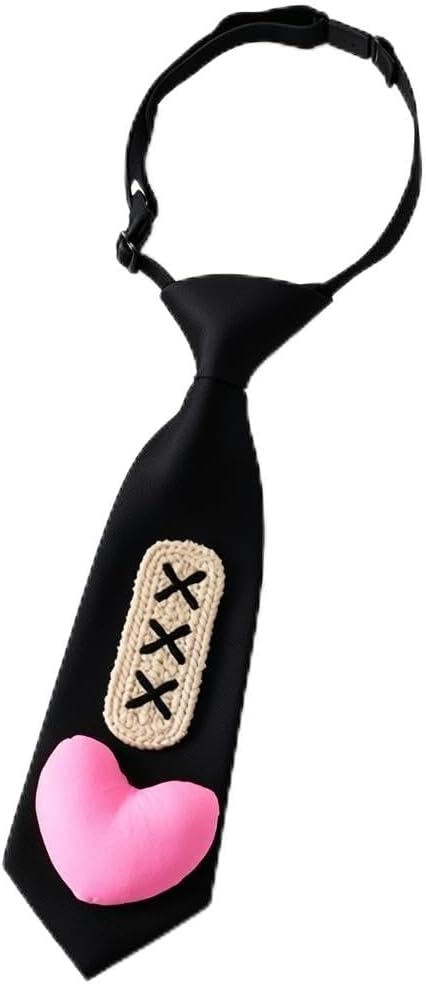 TINAYAUE Kids Creative Decorative Necktie with Cute Floral Heart Patch Fashion Dress Up Accessory for Children Daily Party
