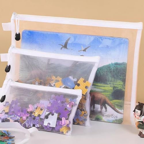 Image of 3 Stationary Transparent Pouch, Mesh Zipper Bags, File Document Bags, Certificates Folder, Pencil Pen Cases, Envelope Bag, Cosmetic Pouch with Zipper, Travel Organizer (Set of 3)