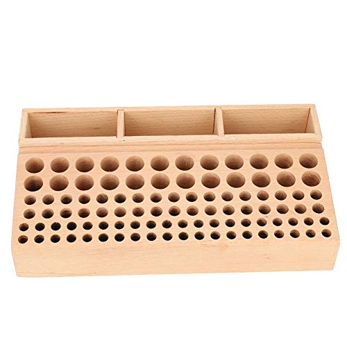 Image of Leather Craft Rack Stand, 100 Holes DIY Wooden Leathercraft Tool Storage Box Organizer, for Leather Working Making Punch Tools Organization