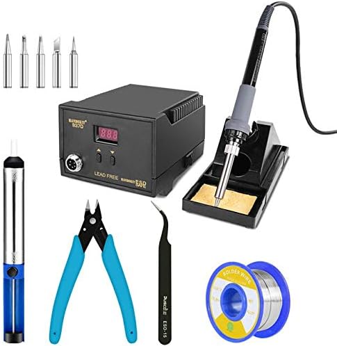 Soldering Electric Soldering Iron Kit EU US Plug 110V 220V 60W Thermostatic Electric Soldering Iron Station With Soldering Tip Solder Wire - (Power: 110V US Plug, Color: 937 Soldering Statio)