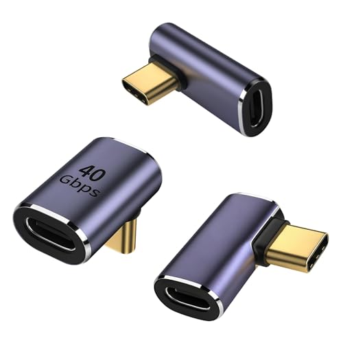 Bpzmm 3 Piezas 40Gbps Adaptadores USB C 90 Grados USB 4.0 Transmisión de Datos y Carga para iPhone Samsung Smartphone Portátil Tableta Dispositivos Tipo C 8K Acoplador Angular Hembra a Macho Forma L