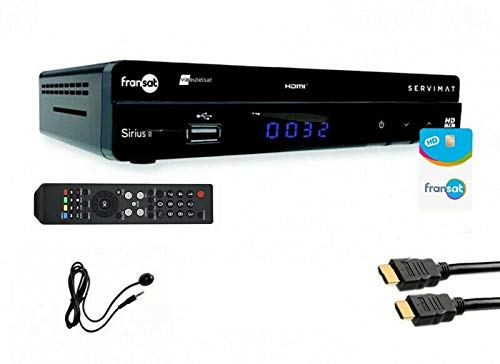 DÉMODULATEUR DECODEUR Sirius HD SERVIMAT DÉMODULATEUR Satellite + Carte FRANSAT + DÉPORT IR + Cable HDMI + Cordon 12V