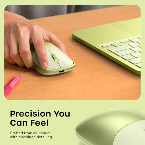 Image of Satechi Slim EX Wireless Mouse, Bluetooth & 2.4 GHz, Quiet Clicks, Citrus | Quiet clicks, anodized aluminum shell, rechargeable battery, for macOS, Windows, iPadOS, Android