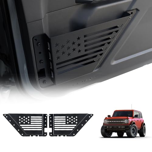 FIERYRED Front Door Storage Pockets for Ford Bronco 2021-2024 2025 2026 Aluminum 2PCS Front Door Side Organizer Box Storage Interior Cup Holder Accessories fit Bronco 2/4-Door Not for Sports