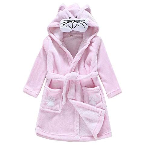 YAOTT Cat Hooded Fleece Bathrobe for Kids Cover