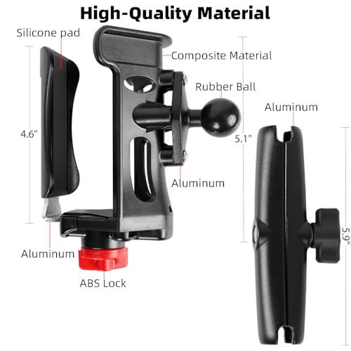 Portavasos universal con brazo doble de 5.91" y bola de 1" miniatura 6