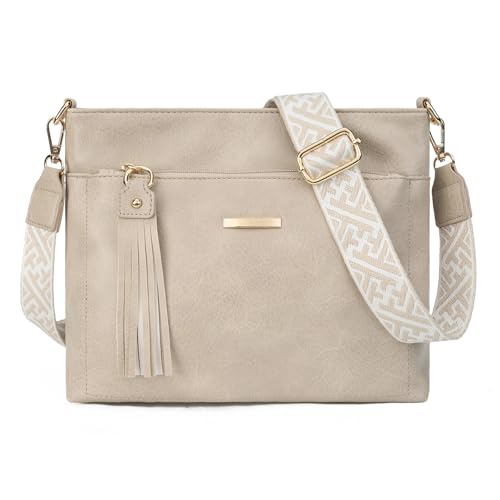 Gladdon Crossbody Bags for Women with Weaving Straps Small Shoulder Purse Trendy Handbags Light Grey