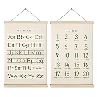 Alphabet Numbers Poster Set Of 2 With Wooden Frames - 16x24 Inch Nursery Wall Decor - View #5