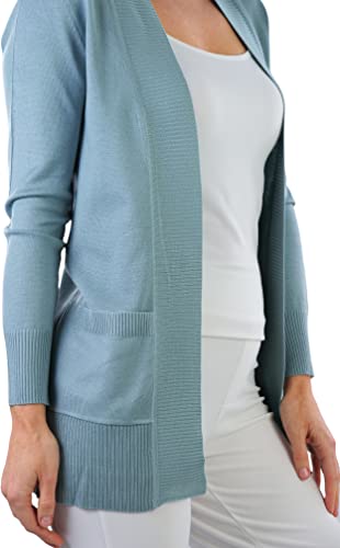 Image of ToBeInStyle Women's Long Sleeve Rib Banded Open Sweater Cardigan