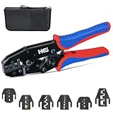 HKS Ratcheting Crimping Tool Set 8 PCS - Quick Exchange Jaw for Heat Shrink Terminals, Non-Insulated, Open Barrel, Solar Conncetors, Insulated and Non-Insulated Ferrules AWG 20-2