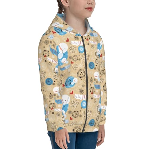 Cats and Snowmen Kids Pullover Hoodies Boys Zip Up Sweatshirts Girls Athletic Clothes with Pocket4