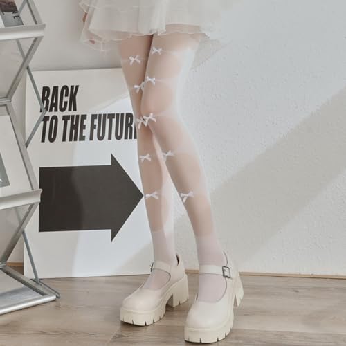 Image of Y2K Patterned Sheer Tights for Women Gothic Punk Thigh High Pantyhose Harajuku Lolita Bandage Fishnet Stockings