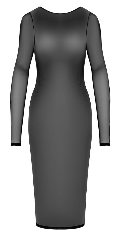 Cottelli Party Mesh Dress with Zipper - Black - XL