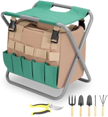 Cadeira Dobrável para Ferramentas, Cadeira de Jardim com Conjunto...