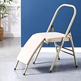 Eqvexd Silla Auxiliar De Yoga,Plegable Sin Respaldo,Silla De Yoga Iyengar,Silla Plegable De Metal,Antideslizante Sólida,Accesorio De Silla De Yoga Sin Respaldo,Khaki+Waist Off