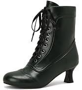 BEAUPAS Chunky Platform Gothic Lace Up Ankle Booties