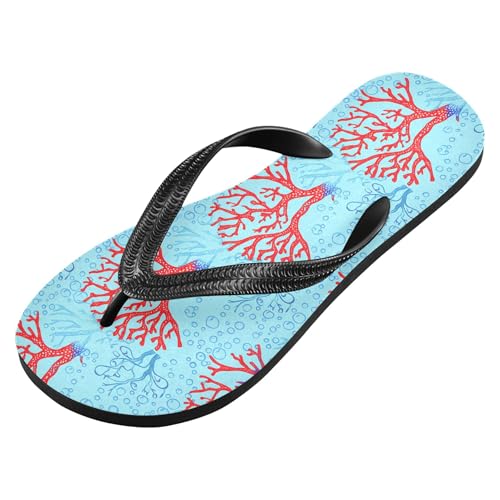 Burbuja Corals Flip Flops for Women Men, Soft Thong Sandals Rubber Slippers for Pool Beach Essentials2