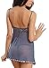 Niveltm Women's Sexy Lingerie Strap Backless Sleepwear Lace Nightwear Babydoll Dress,Grey,Medium