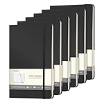 Comix 6 Pack Lined Journal Notebooks for Work, 240 Pages, 5.5"x8.3", Black, Hardcover, A5 Medium College Ruled, Journaling Notebooks for Notes-Taking, Fits for Office School Home
