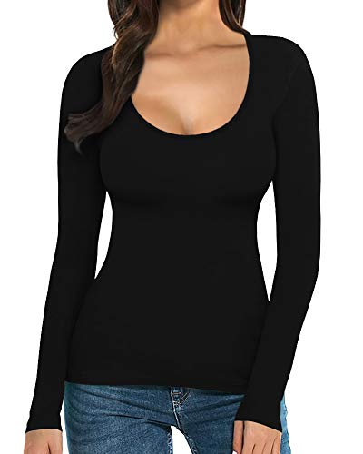 Mangopop Womens Scoop Neck Short Sleeve Long Sleeve Slim Fit T Shirt Tunic Tops Tee thumb #2