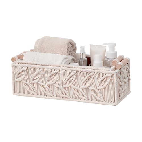Cestas de almacenamiento boho de cuerda de algodón para organizar el baño y el dormitorio 2