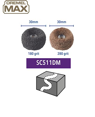 Dremel MAX SC511DM EZ SpeedClic: Finishing Abrasive Buffs 180 & 280 grit, 2 x Abrasive Buffs 30mm with MAX Life Durability and Long Lasting Performance with Your Rotary Tool