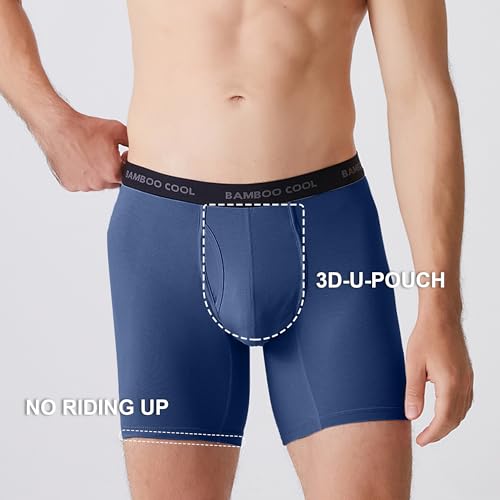 Image of BAMBOO COOL Men's Ultra Breathable Underwear,No Riding Up Boxer Briefs with ComfortFlexible Waistband,Multipack