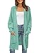 ZESICA Women's Fall 2025 Long Batwing Sleeve Open Front Chunky Knit Cardigan Sweater,Green,Small