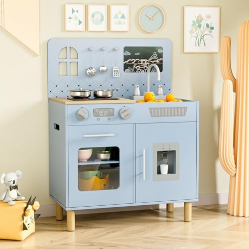 MAMIZO Play Kitchen for Kids, Pretend Playset with Blackboard &