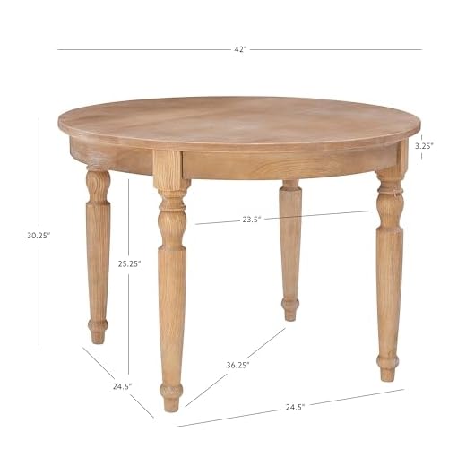 Linon Light Natural Brown Round Dining Table