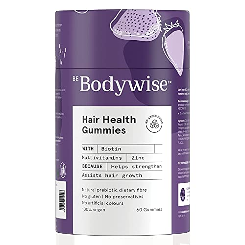MH Group Bodywise Biotin Hair Gummies for Women | No Added Sugar | Biotin Supplements for Healthy Hair | Hair Vitamin | Reduce Hair Fall with Delicious Strawberry Flavoured Gummies 60 Day